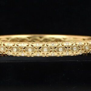 25522 Roberto Coin 18k Yellow Gold Diamond Granada Bangle Bracelet 7"